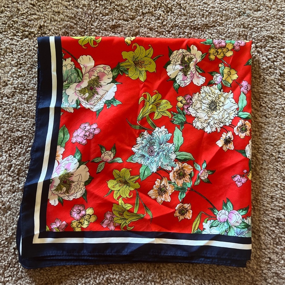 Red and Blue H&M scarf